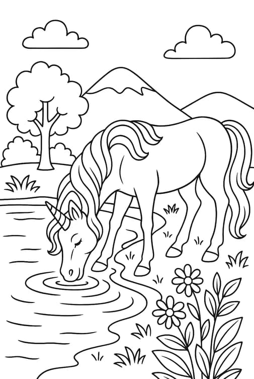 Magical Unicorn Coloring Page